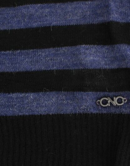 Costume National - Chic Striped V-Neck Wool Blend Sweater