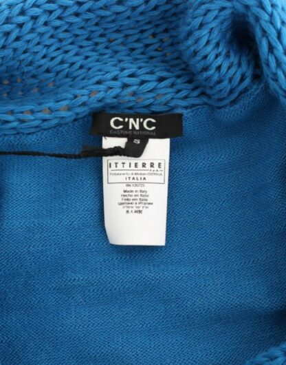 Costume National - Cozy Scoop Neck Blue Knit Sweater