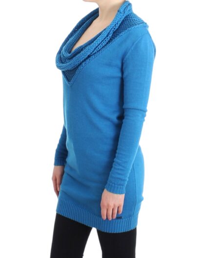 Costume National - Cozy Scoop Neck Blue Knit Sweater