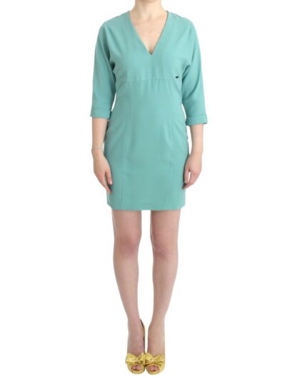 Costume National - Elegant Green V-Neck Midi Dress