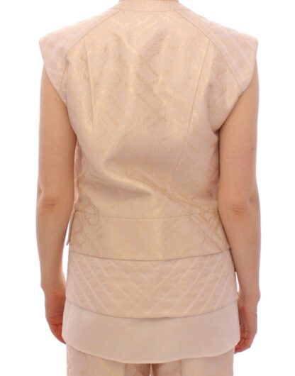 Zeyneptosun - Exquisite Beige Brocade Sleeveless Jacket Vest