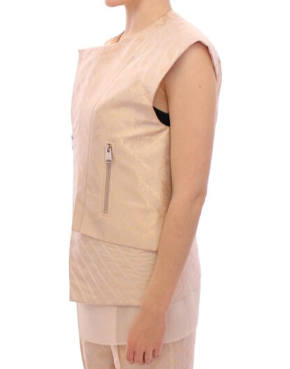 Zeyneptosun - Exquisite Beige Brocade Sleeveless Jacket Vest