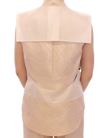 Zeyneptosun - Exclusive Beige Brocade Sleeveless Vest