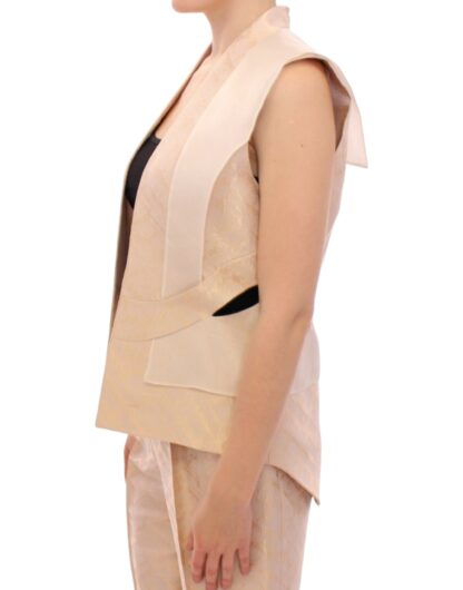 Zeyneptosun - Exclusive Beige Brocade Sleeveless Vest