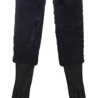 Dolce & Gabbana - Black Wool Lace & Lamb Fur Elbow Gloves