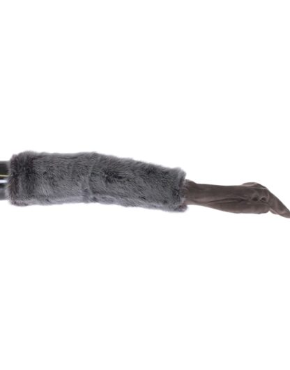 Dolce & Gabbana - Elegant Gray Mink Fur Leather Elbow Gloves