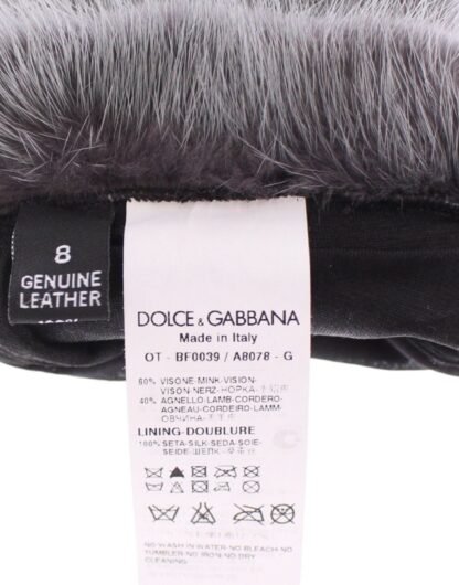 Dolce & Gabbana - Elegant Gray Mink Fur Leather Elbow Gloves