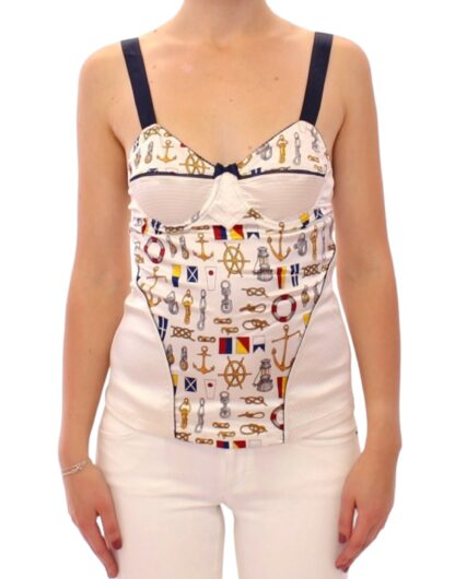 Dolce & Gabbana - White Sailor Motif Stretch Tank Top