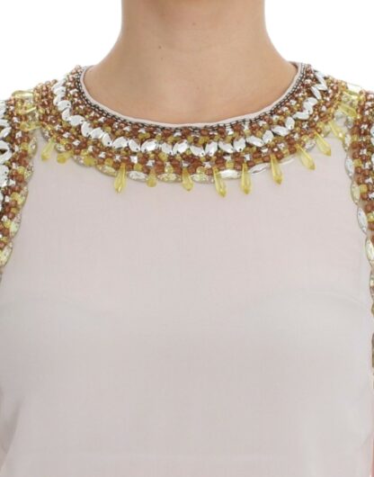 Dolce & Gabbana - Elegant Sleeveless Silk Blouse with Crystal Embellishment