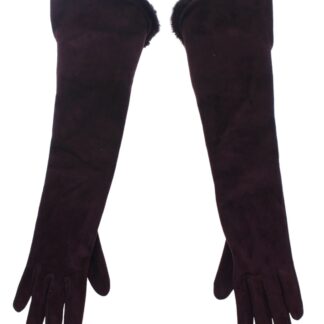 Dolce & Gabbana - Black Wool Lace & Lamb Fur Elbow Gloves