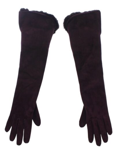 Dolce & Gabbana - Elegant Elbow Length Purple Fur Gloves