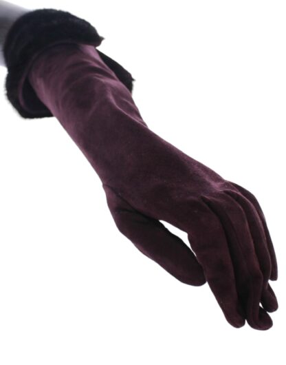 Dolce & Gabbana - Elegant Elbow Length Purple Fur Gloves