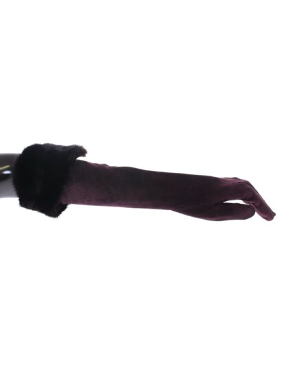 Dolce & Gabbana - Elegant Elbow Length Purple Fur Gloves