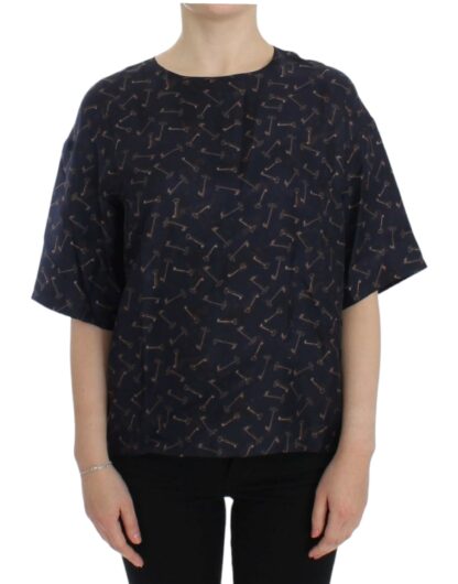 Dolce & Gabbana - Enchanted Sicily Silk Blouse with Gold Keys Print