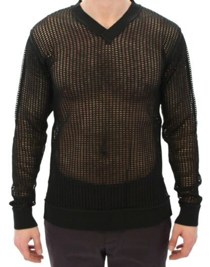 Dolce & Gabbana - Elegant V-Neck Dark Green Knitted Sweater