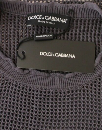 Dolce & Gabbana - Elegant Crew-Neck Netted Sweater in Light Purple