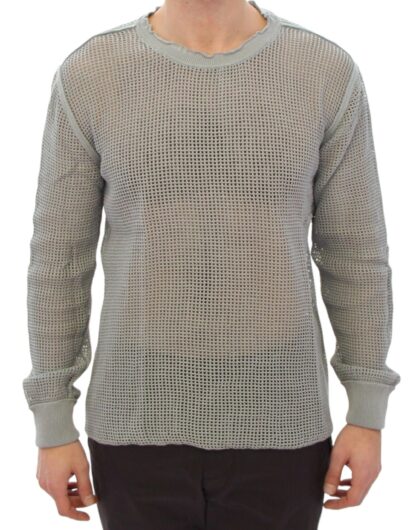 Dolce & Gabbana - Elegant Gray Netted Crew-Neck Sweater