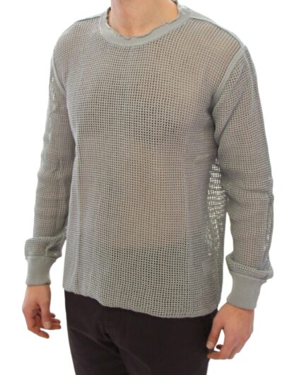 Dolce & Gabbana - Elegant Gray Netted Crew-Neck Sweater