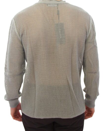 Dolce & Gabbana - Elegant Gray Netted Crew-Neck Sweater