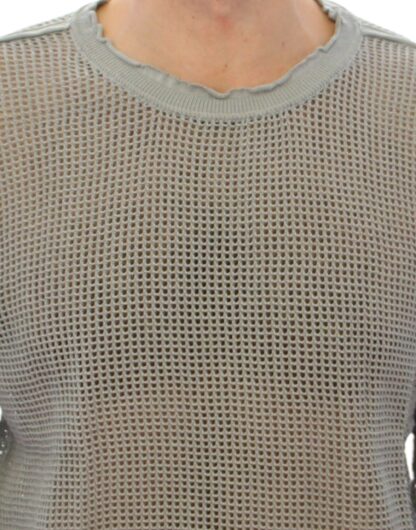 Dolce & Gabbana - Elegant Gray Netted Crew-Neck Sweater