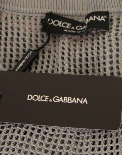 Dolce & Gabbana - Elegant Gray Netted Crew-Neck Sweater