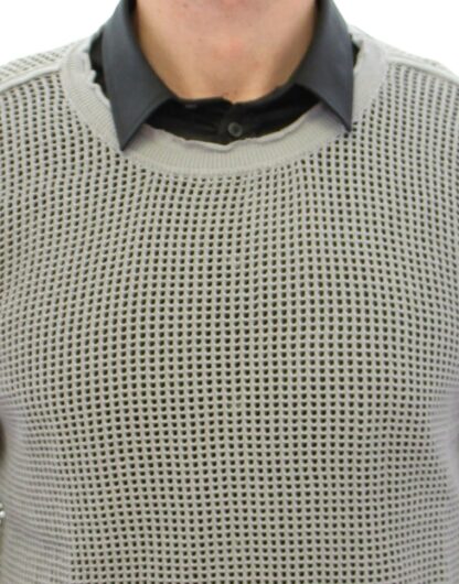 Dolce & Gabbana - Elegant Gray Netted Crew-Neck Sweater