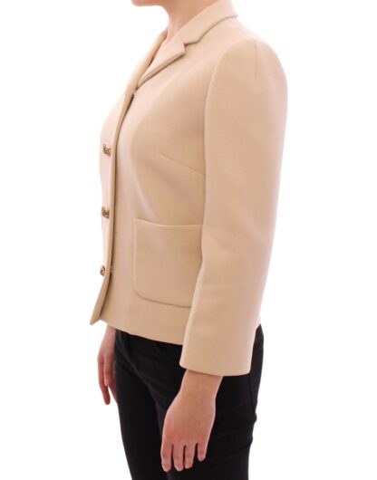 Dolce & Gabbana - Elegant Beige Wool-Blend Jacket with Gold Accents