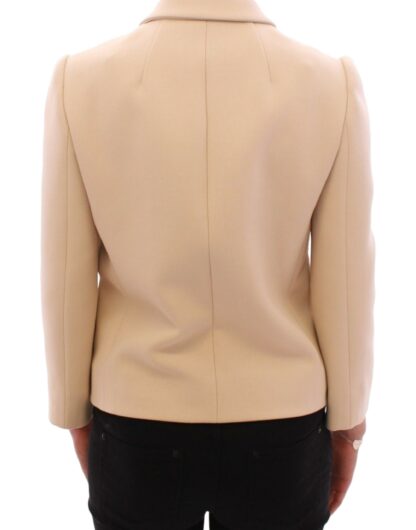 Dolce & Gabbana - Elegant Beige Wool-Blend Jacket with Gold Accents