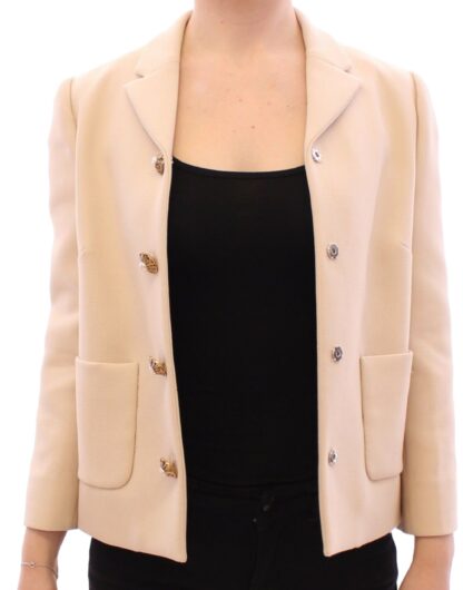 Dolce & Gabbana - Elegant Beige Wool-Blend Jacket with Gold Accents