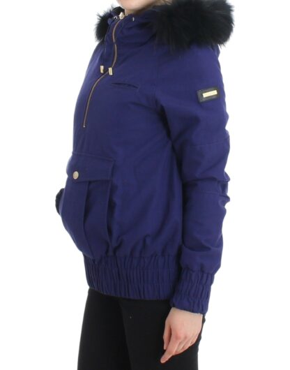 GF Ferre - Chic Blue K-Way Jacket with Faux Fur Accent