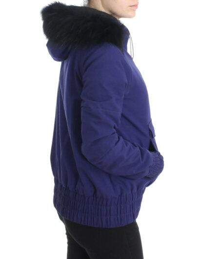 GF Ferre - Chic Blue K-Way Jacket with Faux Fur Accent