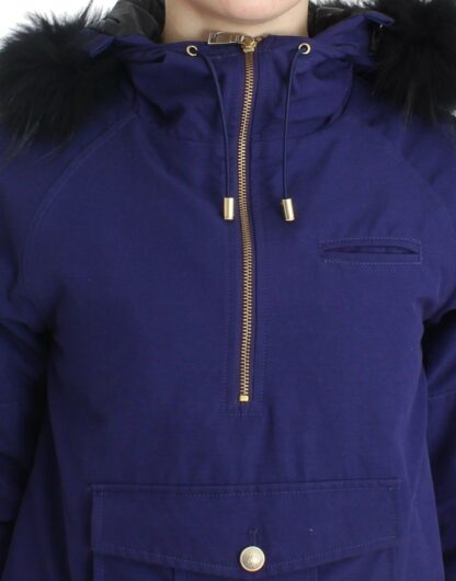 GF Ferre - Chic Blue K-Way Jacket with Faux Fur Accent