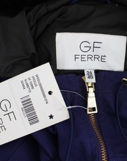 GF Ferre - Chic Blue K-Way Jacket with Faux Fur Accent