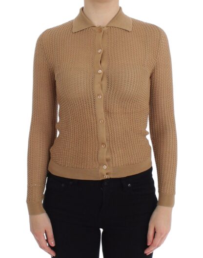 Dolce & Gabbana - Beige Knitted Cotton Polo Cardigan Sweater