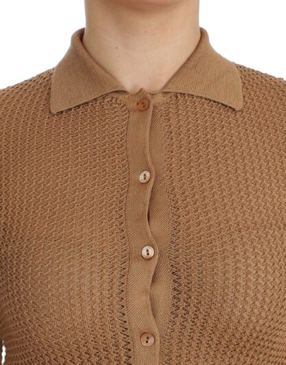 Dolce & Gabbana - Beige Knitted Cotton Polo Cardigan Sweater