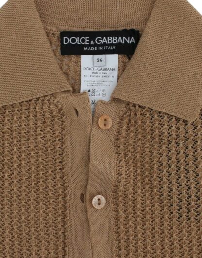 Dolce & Gabbana - Beige Knitted Cotton Polo Cardigan Sweater