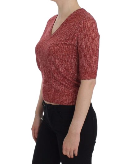 Dolce & Gabbana - Enchanting Red Tweed V-Neck Sweater