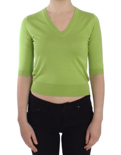 Dolce & Gabbana - Emerald Green Wool V-Neck Pullover