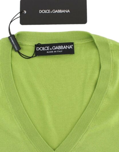 Dolce & Gabbana - Emerald Green Wool V-Neck Pullover