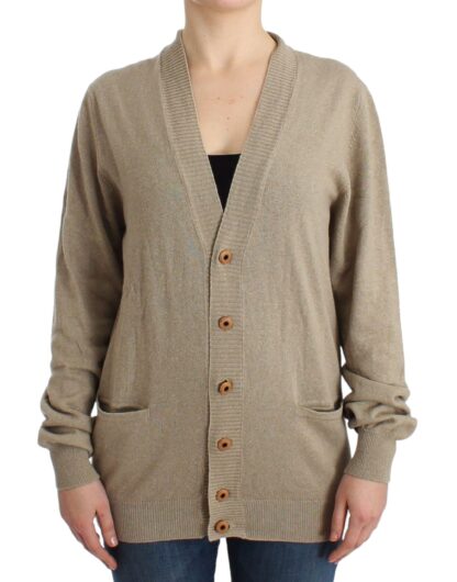 Ermanno Scervino - Beige Deep V-Neck Luxury Cardigan