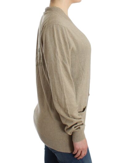 Ermanno Scervino - Beige Deep V-Neck Luxury Cardigan