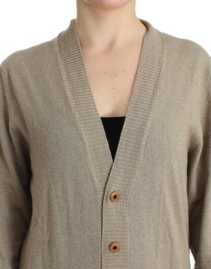 Ermanno Scervino - Beige Deep V-Neck Luxury Cardigan