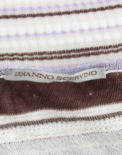 Ermanno Scervino - Striped V-Neck Knit Top with Lace Hem