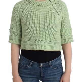 Ermanno Scervino - Chic Cropped Gray Alpaca-Wool Blend Sweater