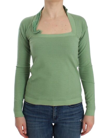 Ermanno Scervino - Elegant Green Striped Wool Blend Sweater