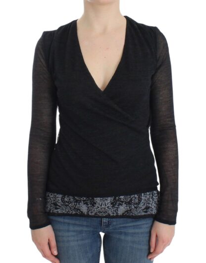 Ermanno Scervino - Deep V-neck Black Wool Blend Sweater