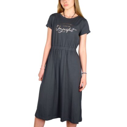 Imperfect - Elegant Stretch Dress with Front Print