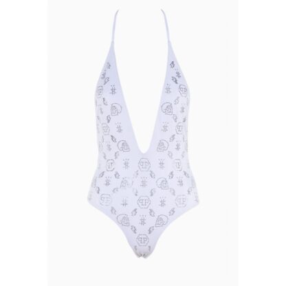 Philipp Plein - White Rhinestone Embellished Swimsuit