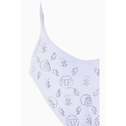 Philipp Plein - White Rhinestone Embellished Swimsuit