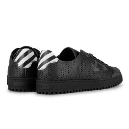 Off-White - Chic Black Leather Low-Top Sneakers